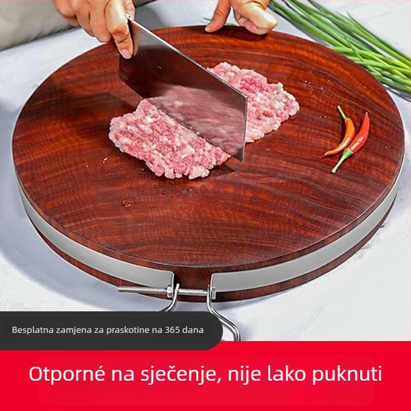 Daska za rezanje od tvrdog drveta, kružnog oblika, debela ploča, kućna upotreba, moderan minimalistički stil