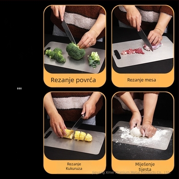 Dvostrana titanijska daska za rezanje, antibakterijska, otporna na plijesan, prehrambene kvalitete, prijenosna kuhinjska daska