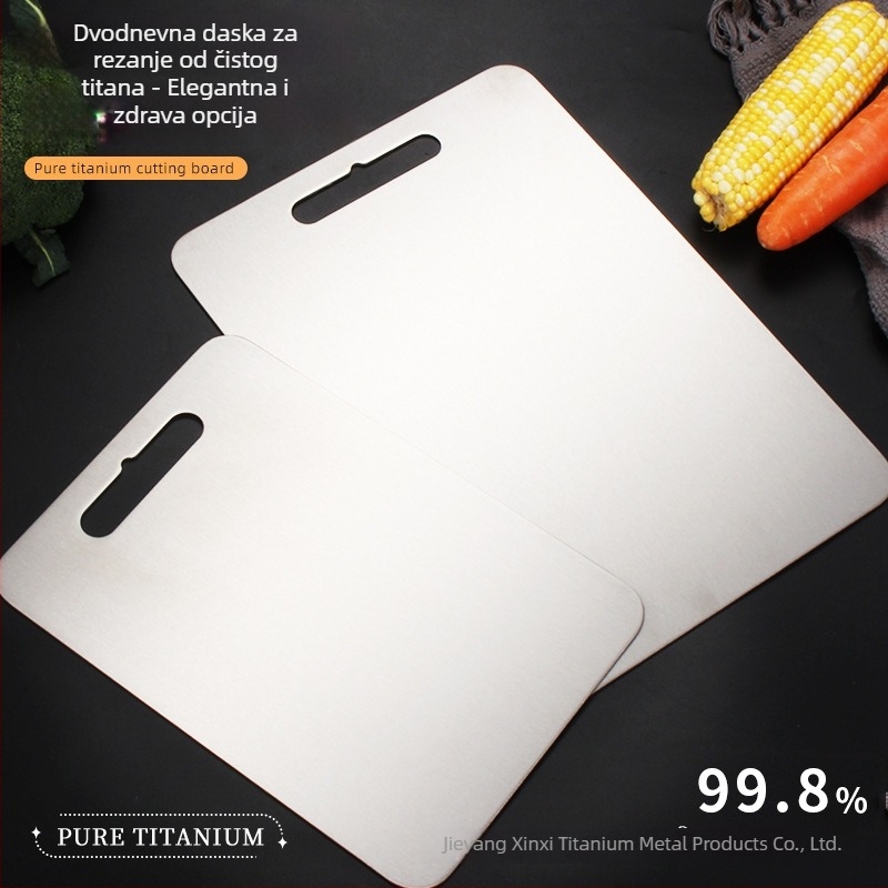 Dvostrana titanijska daska za rezanje, antibakterijska, otporna na plijesan, prehrambene kvalitete, prijenosna kuhinjska daska