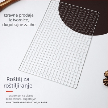 Željezna mreža za roštilj, kvadratnog oblika, elektroplatirana s točkastim zavarivanjem, lako se čisti.