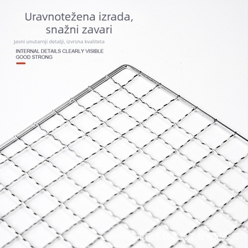 Željezna mreža za roštilj, kvadratnog oblika, elektroplatirana s točkastim zavarivanjem, lako se čisti.