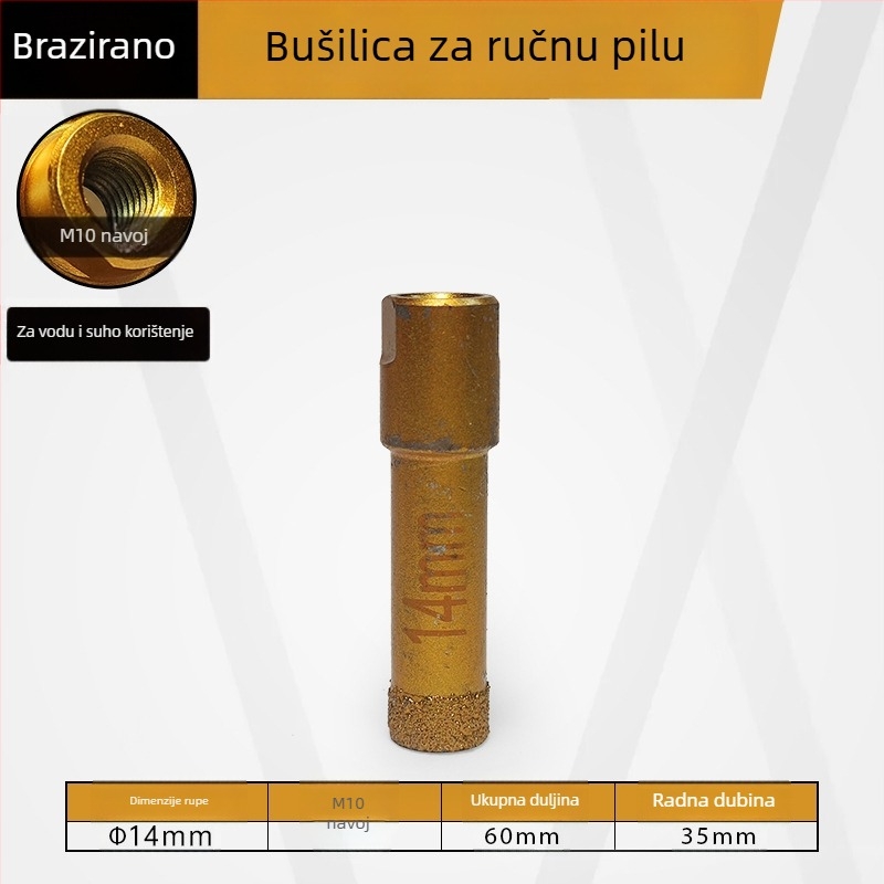 Majestic Bušilica za rupe na keramičkim pločicama za suho bušenje, pogodna za mramor, granit i kamene ploče