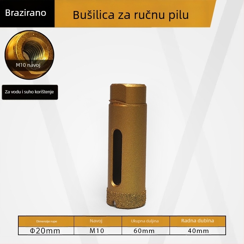 Majestic Bušilica za rupe na keramičkim pločicama za suho bušenje, pogodna za mramor, granit i kamene ploče