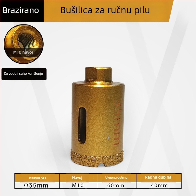 Majestic Bušilica za rupe na keramičkim pločicama za suho bušenje, pogodna za mramor, granit i kamene ploče