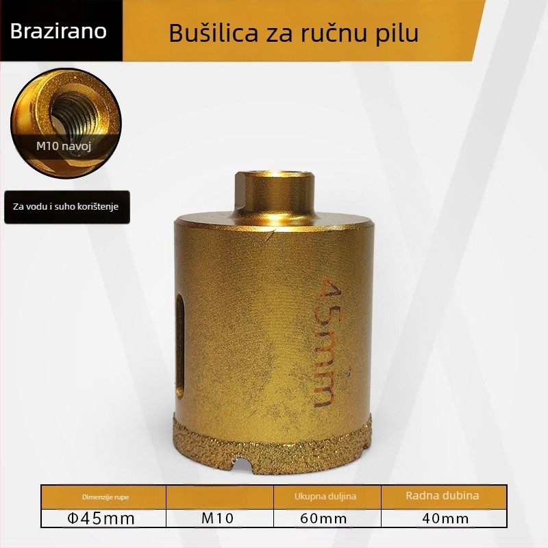 Majestic Bušilica za rupe na keramičkim pločicama za suho bušenje, pogodna za mramor, granit i kamene ploče