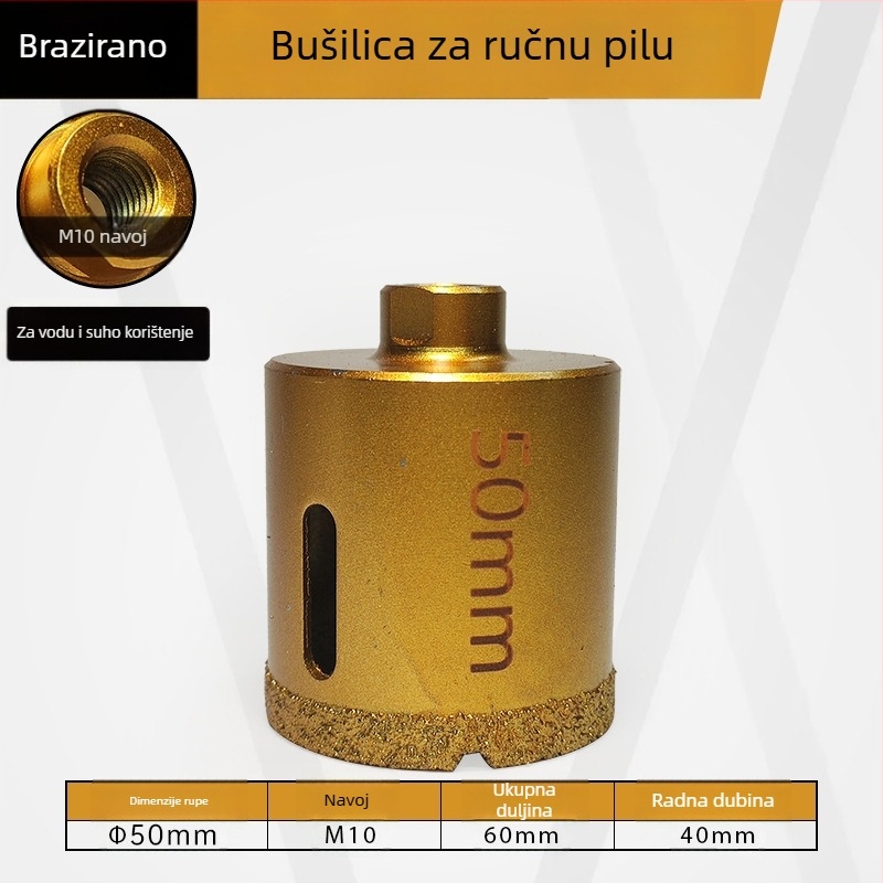 Majestic Bušilica za rupe na keramičkim pločicama za suho bušenje, pogodna za mramor, granit i kamene ploče