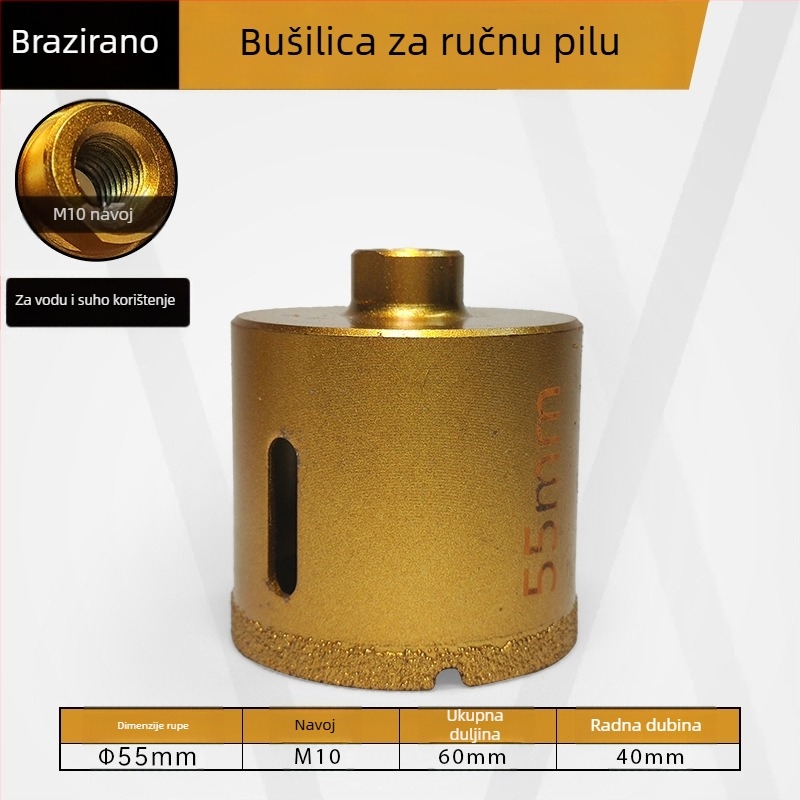 Majestic Bušilica za rupe na keramičkim pločicama za suho bušenje, pogodna za mramor, granit i kamene ploče