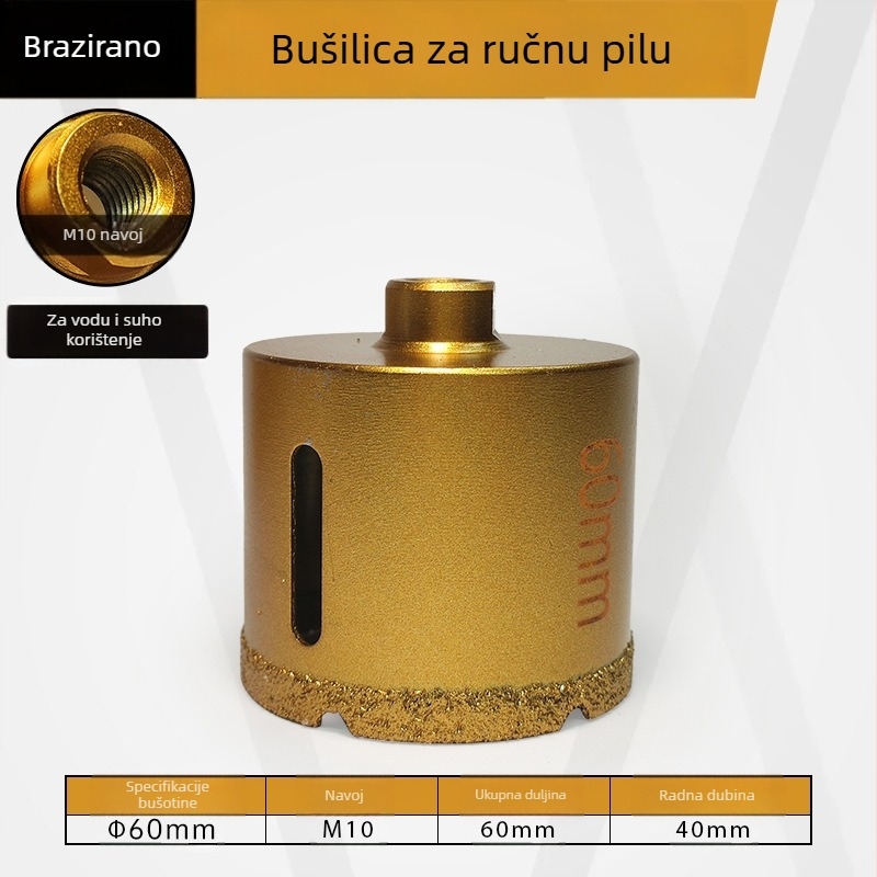 Majestic Bušilica za rupe na keramičkim pločicama za suho bušenje, pogodna za mramor, granit i kamene ploče