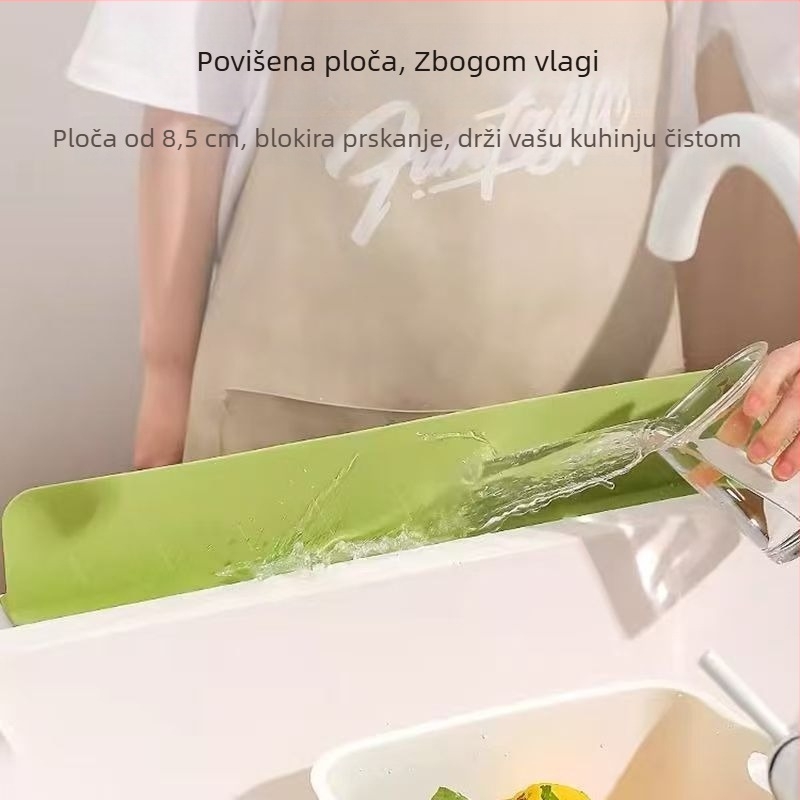 Silikonska pregrada za prskanje s usisnim čašicama za kuhinjsku sudoperu • Materijal: silikon • Tip: zaštita od prskanja • Učvršćivanje: usisne čašice • Stil: moderan minimalistički
