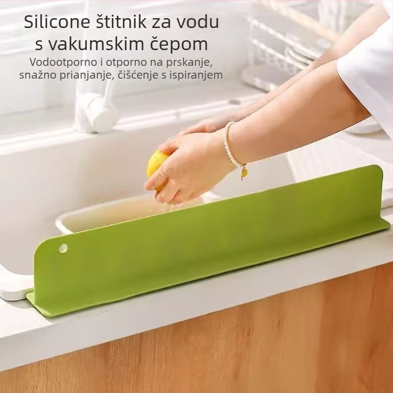 Silikonska pregrada za prskanje s usisnim čašicama za kuhinjsku sudoperu • Materijal: silikon • Tip: zaštita od prskanja • Učvršćivanje: usisne čašice • Stil: moderan minimalistički