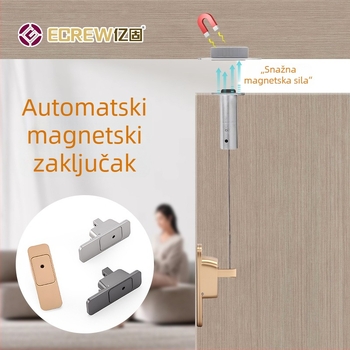 Nevidljivi magnetski zasun za drvena vrata — F tip zasuna, cinkova legura, elektroplatirani završni sloj, moderan stil