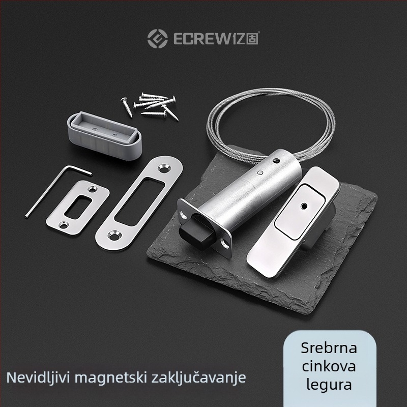 Nevidljivi magnetski zasun za drvena vrata — F tip zasuna, cinkova legura, elektroplatirani završni sloj, moderan stil