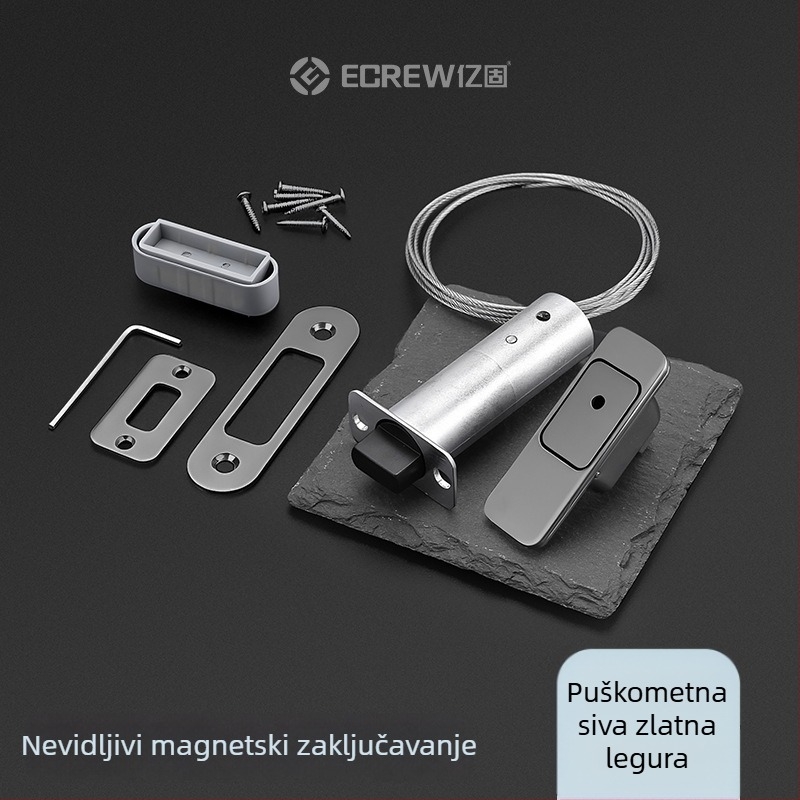 Nevidljivi magnetski zasun za drvena vrata — F tip zasuna, cinkova legura, elektroplatirani završni sloj, moderan stil