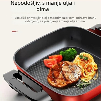 Električni višefunkcijski lonac s ne-prijanjajućim premazom, 1500W+, kapacitet 5-6L, tijelo od aluminijske legure, upravljanje gumbom, 220V