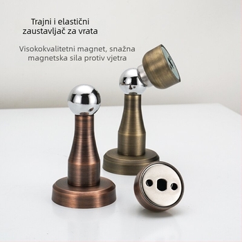 Nehrđajući čelični magnetski zaustavljač vrata – zidni, bez bušenja, protiv sudara, magnetska glava, završna obrada brušena / elektroplatirana