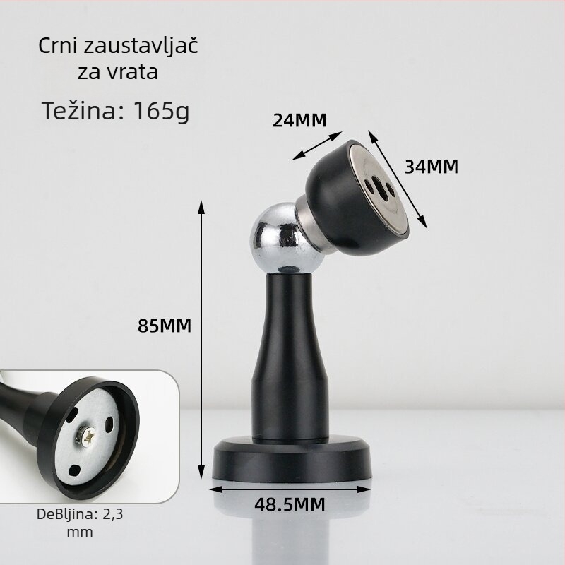 Nehrđajući čelični magnetski zaustavljač vrata – zidni, bez bušenja, protiv sudara, magnetska glava, završna obrada brušena / elektroplatirana