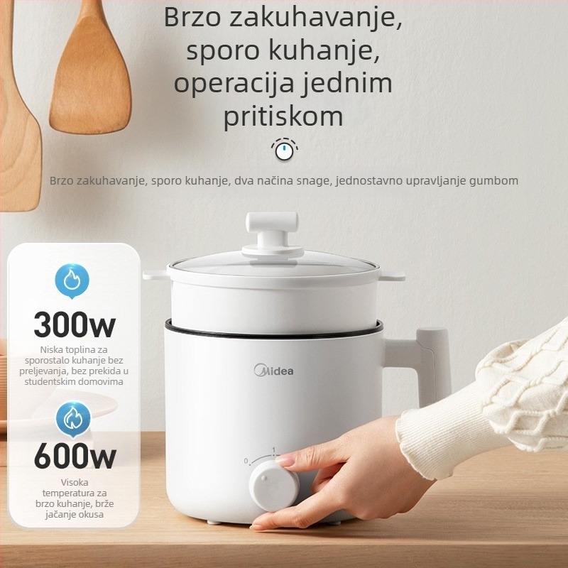 Midea električno kuhalo s nepriľnim unutarnjim posudom, kapacitet do 2 L, za 2–3 osobe, upravljanje gumbom, model XZE1613