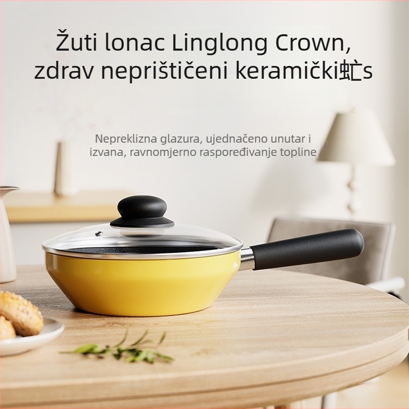 Wok - neprianjajući, dno od kovanog željeza s dvostrukim dnom, poklopac od nehrđajućeg čelika sa prozirnim staklom, kompatibilan sa svim pločama