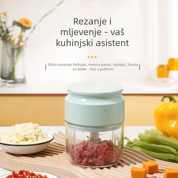 Mini električna presa za češnjak — kompaktna, s mogućnošću prilagodbe i logom, moderni minimalistički dizajn