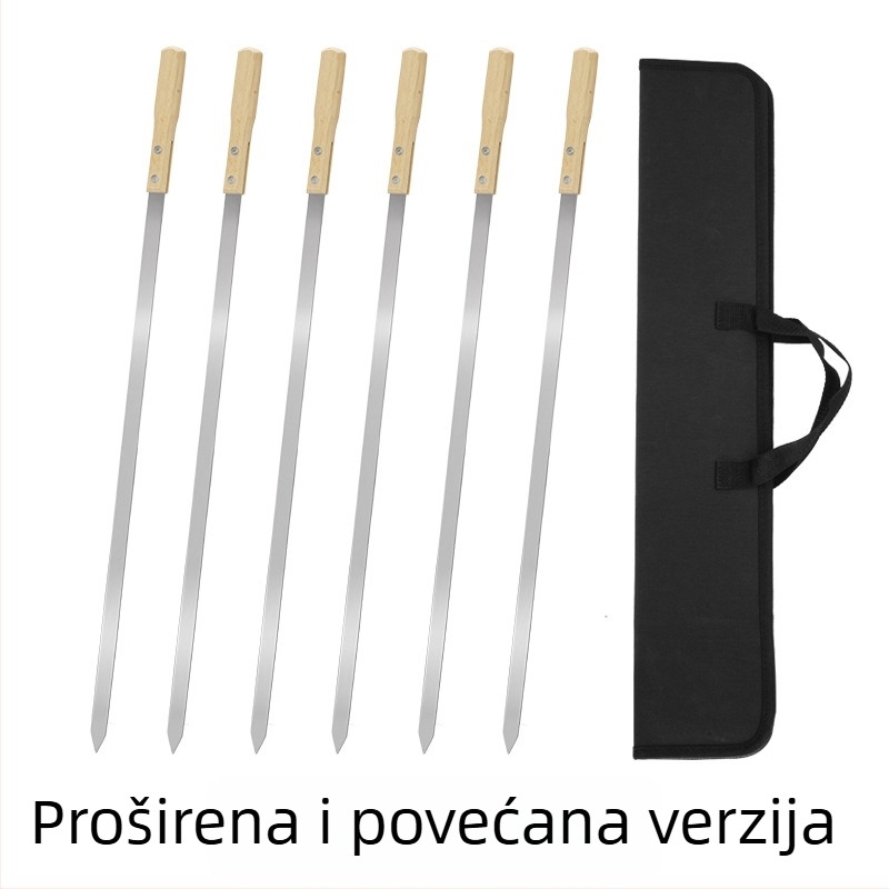 GF Nerđajući čelik roštilj štapići s produženom drvenom drškom – set alata za roštilj