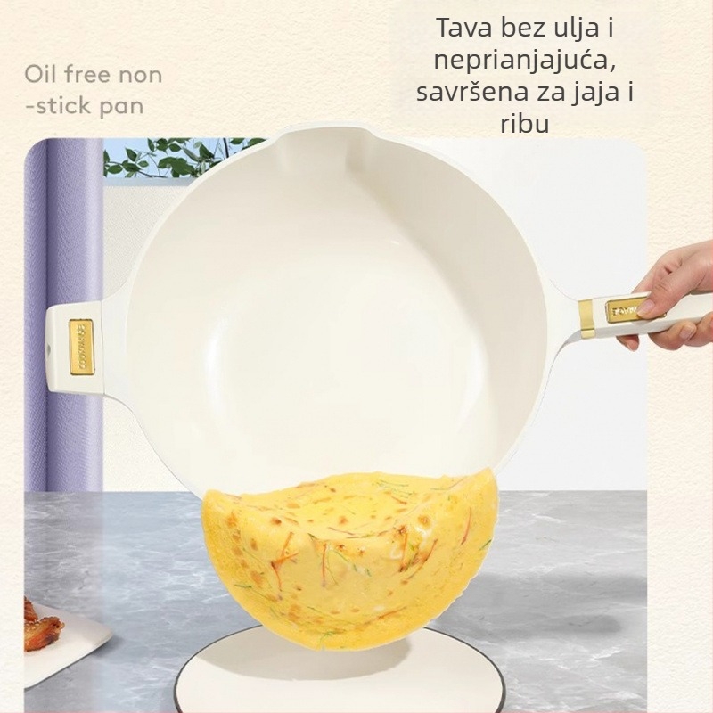 Wok s keramičkom neprijanjajućom površinom, tijelo i dno od aluminijske legure, staklena poklopac, model Jq-61, pogodna za plinske i indukcijske ploče