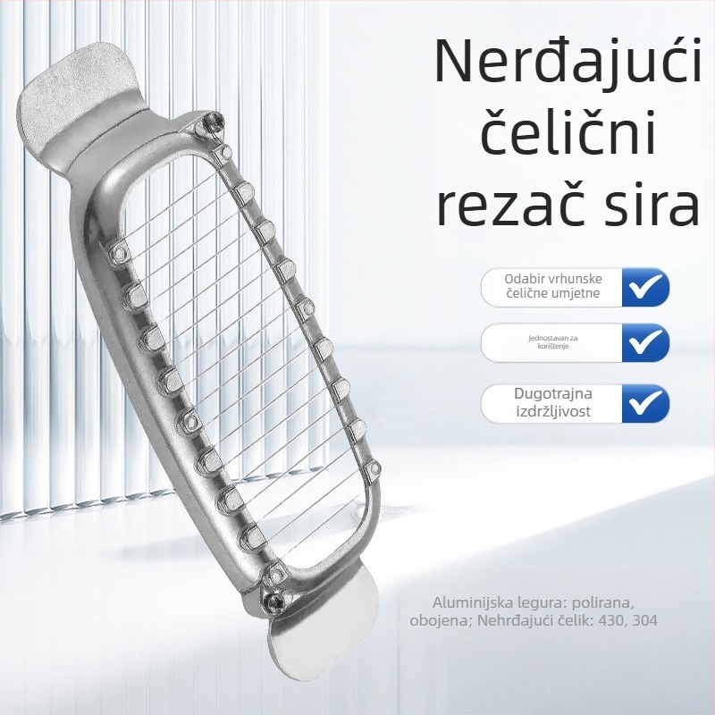 Rezač sira od nehrđajućeg čelika, prehrambena kvaliteta, kuhinjski alat s modernim minimalističkim dizajnom, mogućnost tlač logotipa