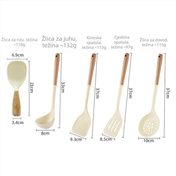Set silikonskih spatula s drškom od bukovine – otporan na visoke temperature, komplet kuhinjskih alata