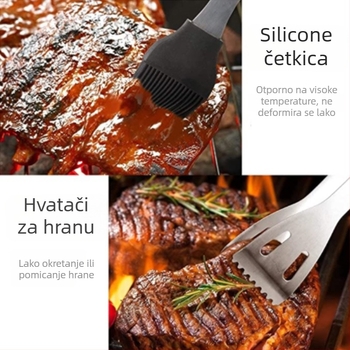 Meiyijia Nehrđajući čelik grill set – nož, klip, vilica, znak, lopatica; moderni minimalistički BBQ alati