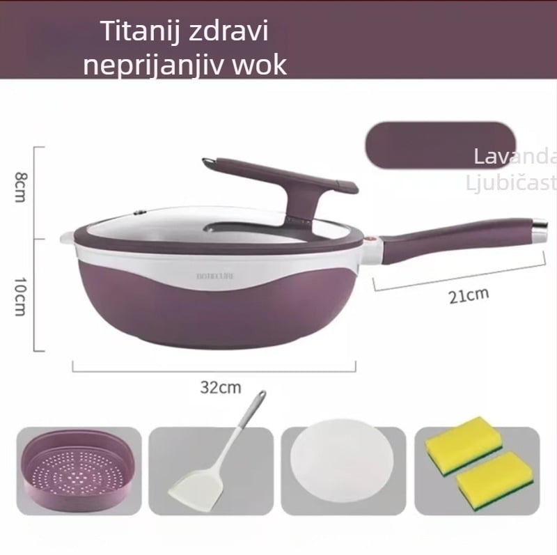 Tava za prženje s keramičkim premazom, staklenim poklopom, višeslojno dno, dubina 11 cm (keramički premaz; nelepivi; višeslojno dno; dubina 11 cm; stakleni poklop)