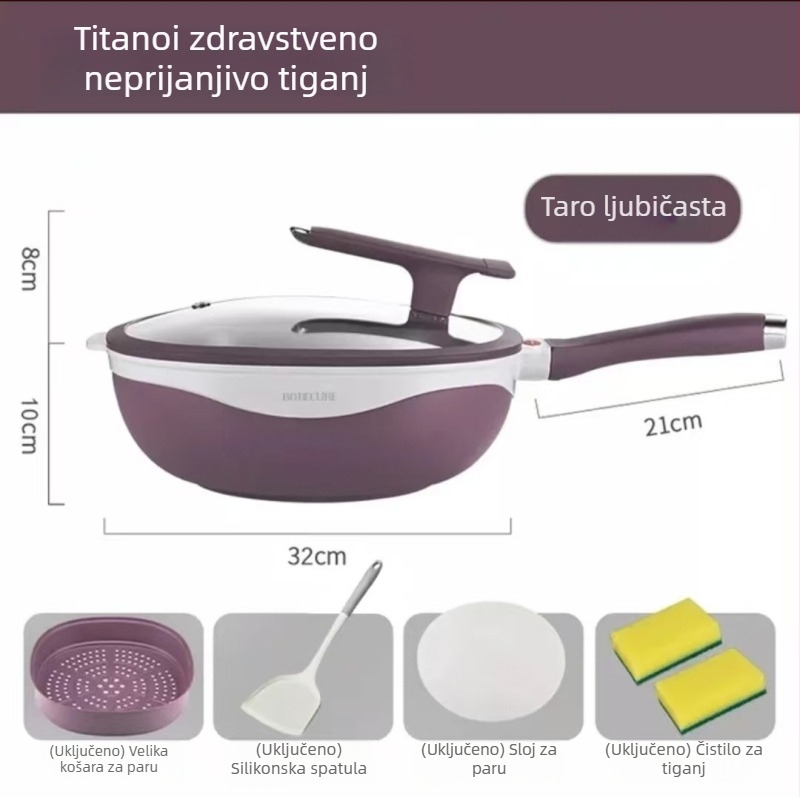 Tava za prženje s keramičkim premazom, staklenim poklopom, višeslojno dno, dubina 11 cm (keramički premaz; nelepivi; višeslojno dno; dubina 11 cm; stakleni poklop)