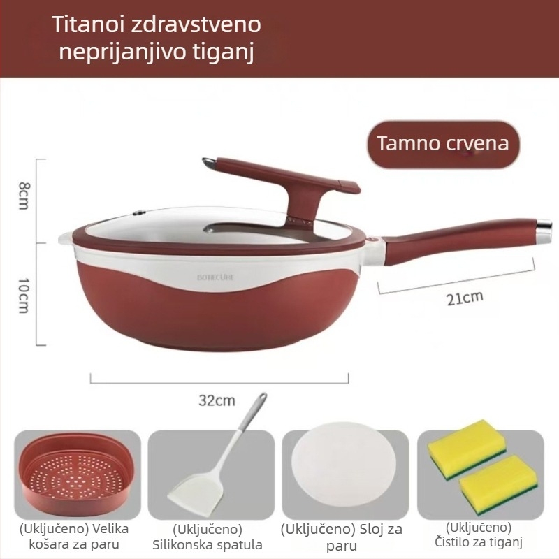 Tava za prženje s keramičkim premazom, staklenim poklopom, višeslojno dno, dubina 11 cm (keramički premaz; nelepivi; višeslojno dno; dubina 11 cm; stakleni poklop)