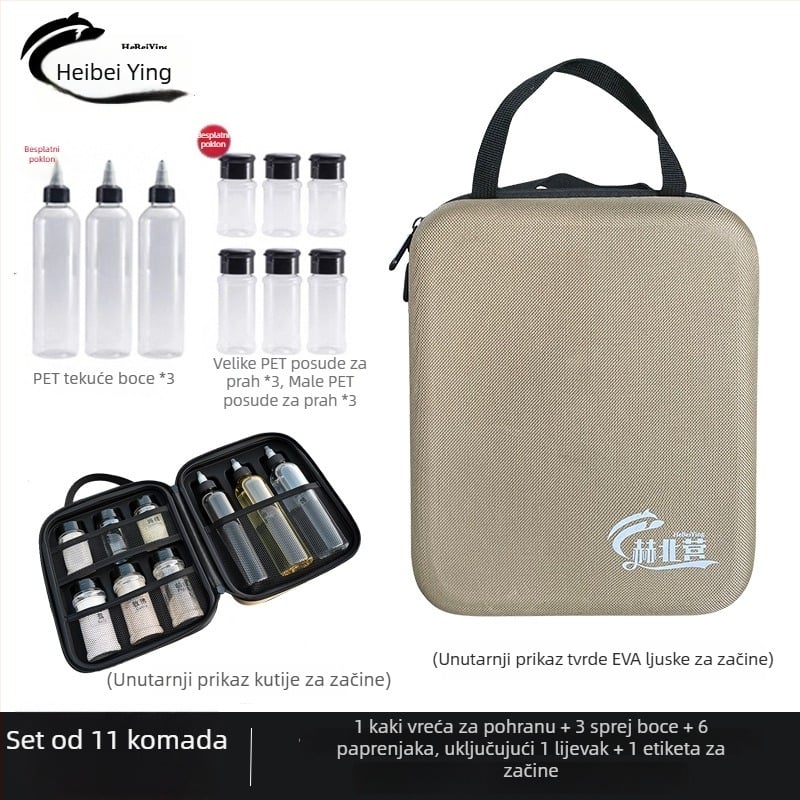 Set bočica za začine za kampiranje i piknik – prijenosne posudice za začine, boca za ulje i torba za pohranu. Podrijetlo: Zhejiang; Kategorija proizvoda: Outdoor toiletry bag; Značka: Other; Specifikacija: Set