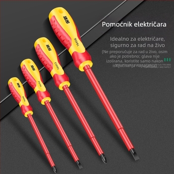 Izolirana odvijač s Phillips, ravnom i Pozidriv glavama — snažan magnet, karbonsko čeli, za električare