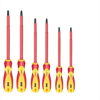 Izolirana odvijač s Phillips, ravnom i Pozidriv glavama — snažan magnet, karbonsko čeli, za električare