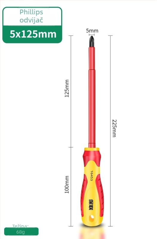 Izolirana odvijač s Phillips, ravnom i Pozidriv glavama — snažan magnet, karbonsko čeli, za električare