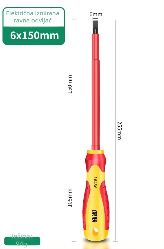 Izolirana odvijač s Phillips, ravnom i Pozidriv glavama — snažan magnet, karbonsko čeli, za električare