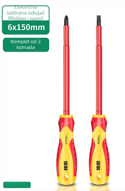 Izolirana odvijač s Phillips, ravnom i Pozidriv glavama — snažan magnet, karbonsko čeli, za električare