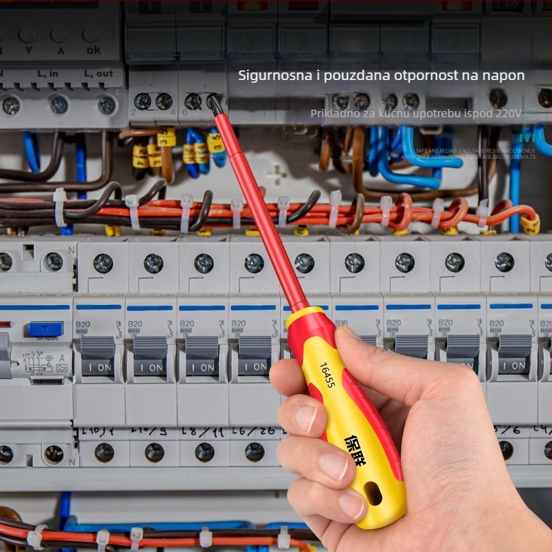 Izolirana odvijač s Phillips, ravnom i Pozidriv glavama — snažan magnet, karbonsko čeli, za električare