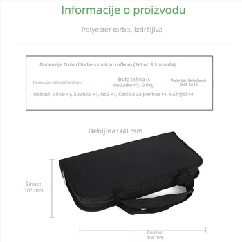 BBQ alatni set u torbi, 9 komada, nehrđajući čelik; uključuje nož, vilicu, znak i lopaticu