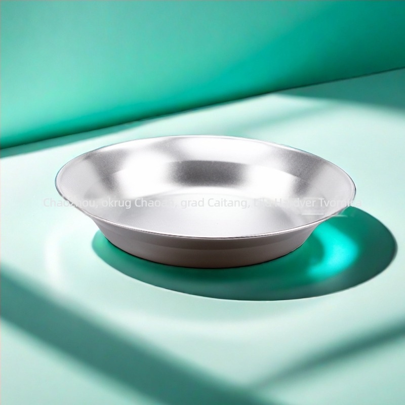 Tanjur za kampiranje od 304 nehrđajućeg čelika – prijenosni, dvostruka namjena, model oml-0008, za jednu osobu, s tiskanim logom