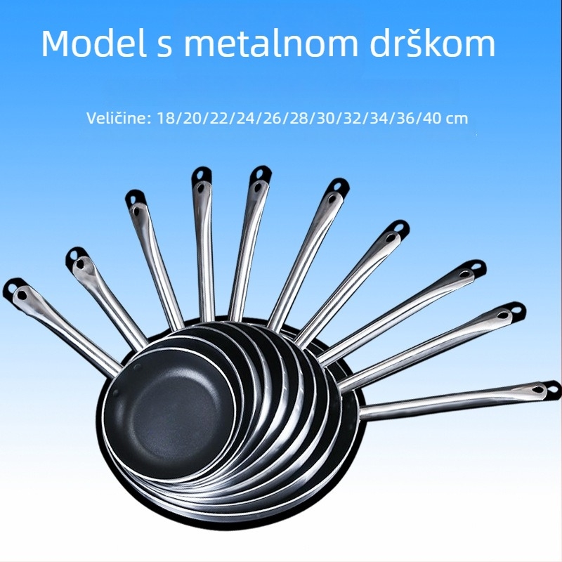 Neprijanjiva tava za prženje – aluminijska legura, trostruki dno, kompatibilna s indukcijskim i plinskim pločama, model P-1425