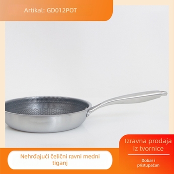 Set posuđa od nehrđajućeg čelika s mrežastom strukturom, bez premaza, niski dim, ravno dno, stakleni poklopac