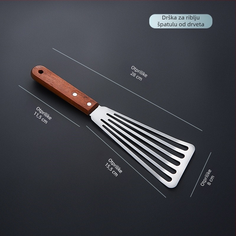 Set spatula za roštilj – drška od drva, oštrica od nehrđajućeg čelika, višenamjenski kuhinjski alati za kuhanje i pizzu