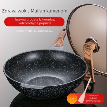 Maifan kamen neprijanjajući wok lonac za indukcijsku ploču – bez dima, korejski stil, ravno dno