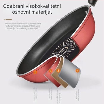 Tava od željeza s neprijanjajućim premazom, višenamjenska za prženje, sotiranje i dinstanje, dno s višeslojnom konstrukcijom, stakleni poklop