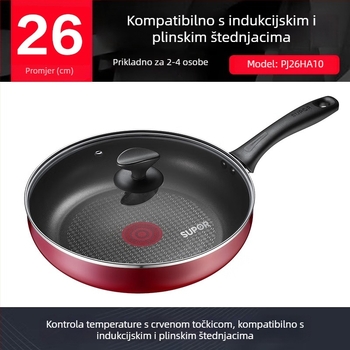 Supor Tiganj za prženje s ne‑ljepljivim premazom, aluminijska legura, manje isparenja, stakleni poklopac, model PJ26HA10