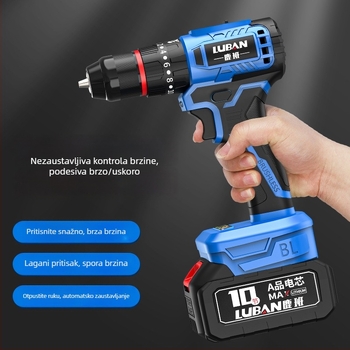 Luban bežični bez četkica udarni bušilica i odvijač, mini, dvije brzine, držač pištolje, trozubni čeljustni čahur, litij‑ion baterija