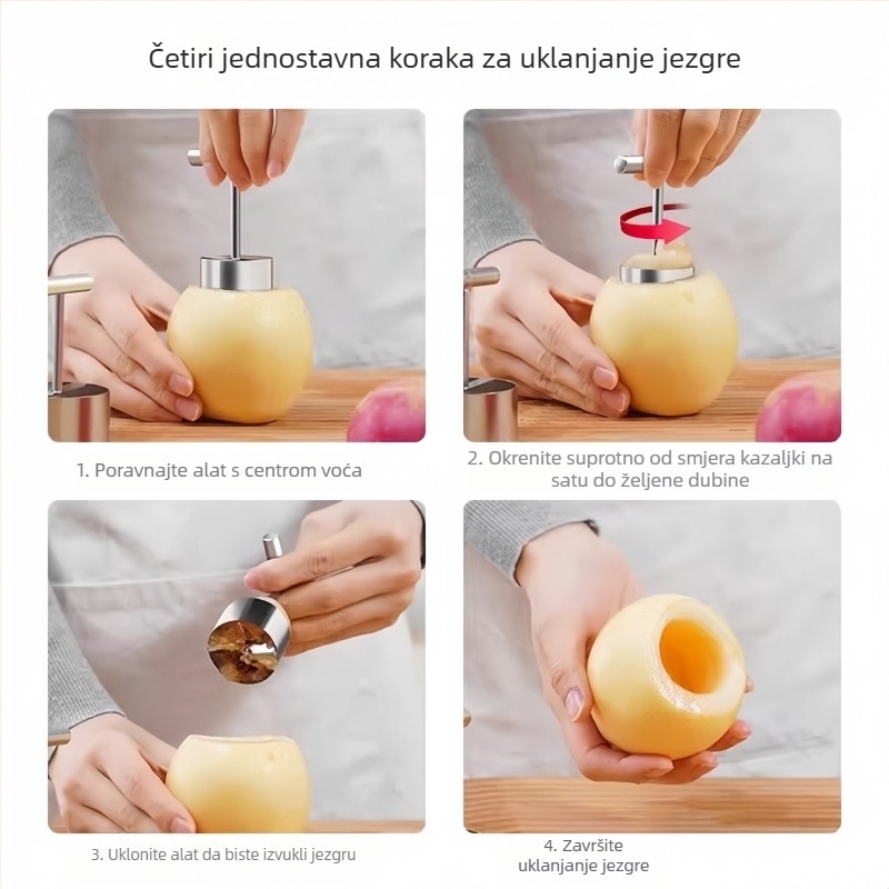 Nerđajući čelični korer za voće – uklanja srce kruške i jabuke, ručni kuhinjski alat