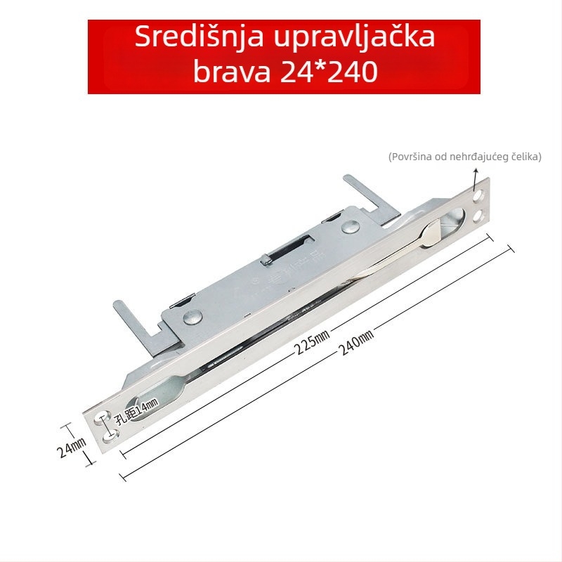 Xin Pinfa centralni zasun za sigurnosna vrata - nehrđajući čelik i željezo, polirana površina, moderni minimalistički stil