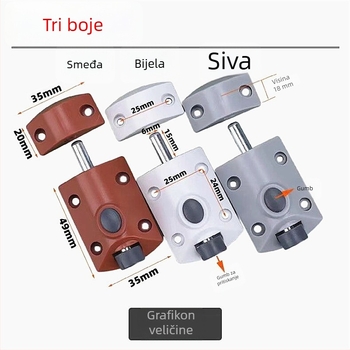 Plastični teški zasun za ormariće i drvena vrata, automatski gumb s oprugom, moderan stil